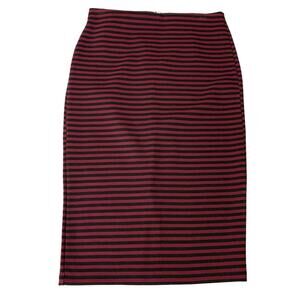 FOREVER21 Striped Bodycon Ribbed High Waisted Midi Pencil Skirt Medium